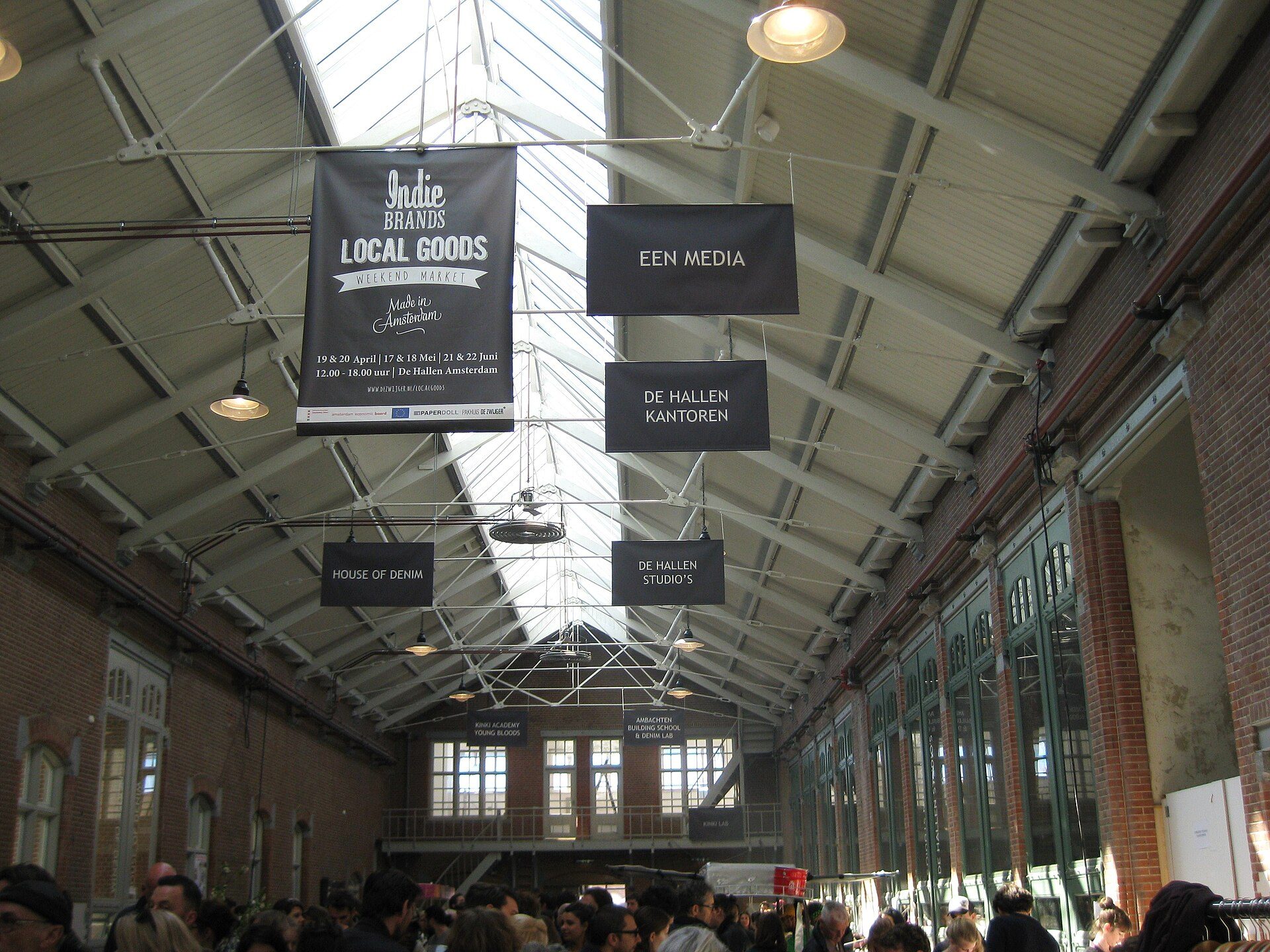 Inside De Hallen, the former tram depot that houses Foodhallen Amsterdam