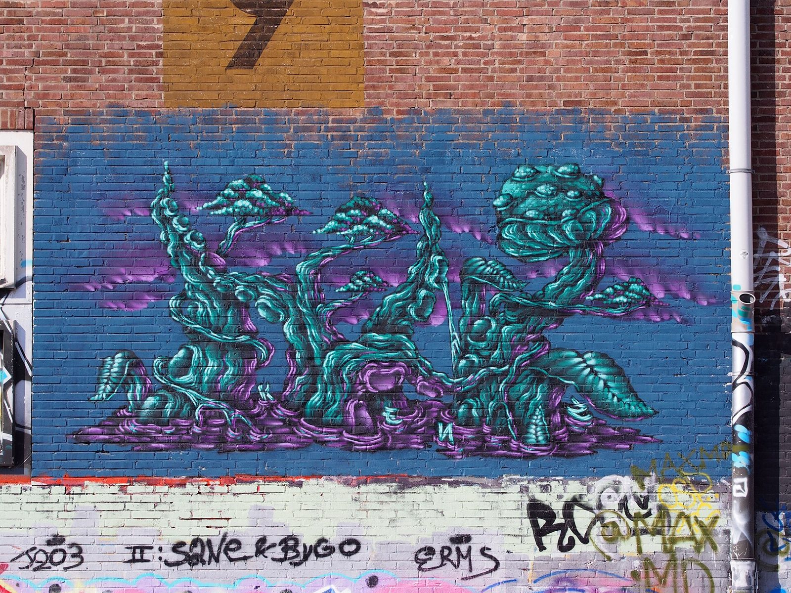 Street art on a wall at the NDSM wharf in Amsterdam-Noord